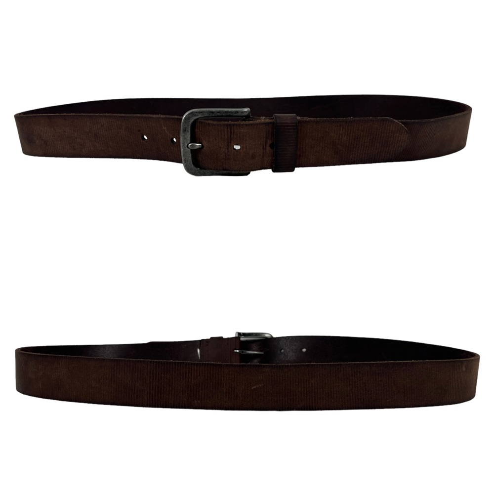 Frye Mens 40 Brown Genuine Leather Casual Belt Silver Buckle Distressed Rustic